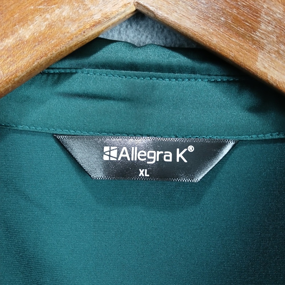 Allegra K Shirt Womens XL Dark Green Collared Puff Sleeve Button Front Casual - Picture 4 of 8